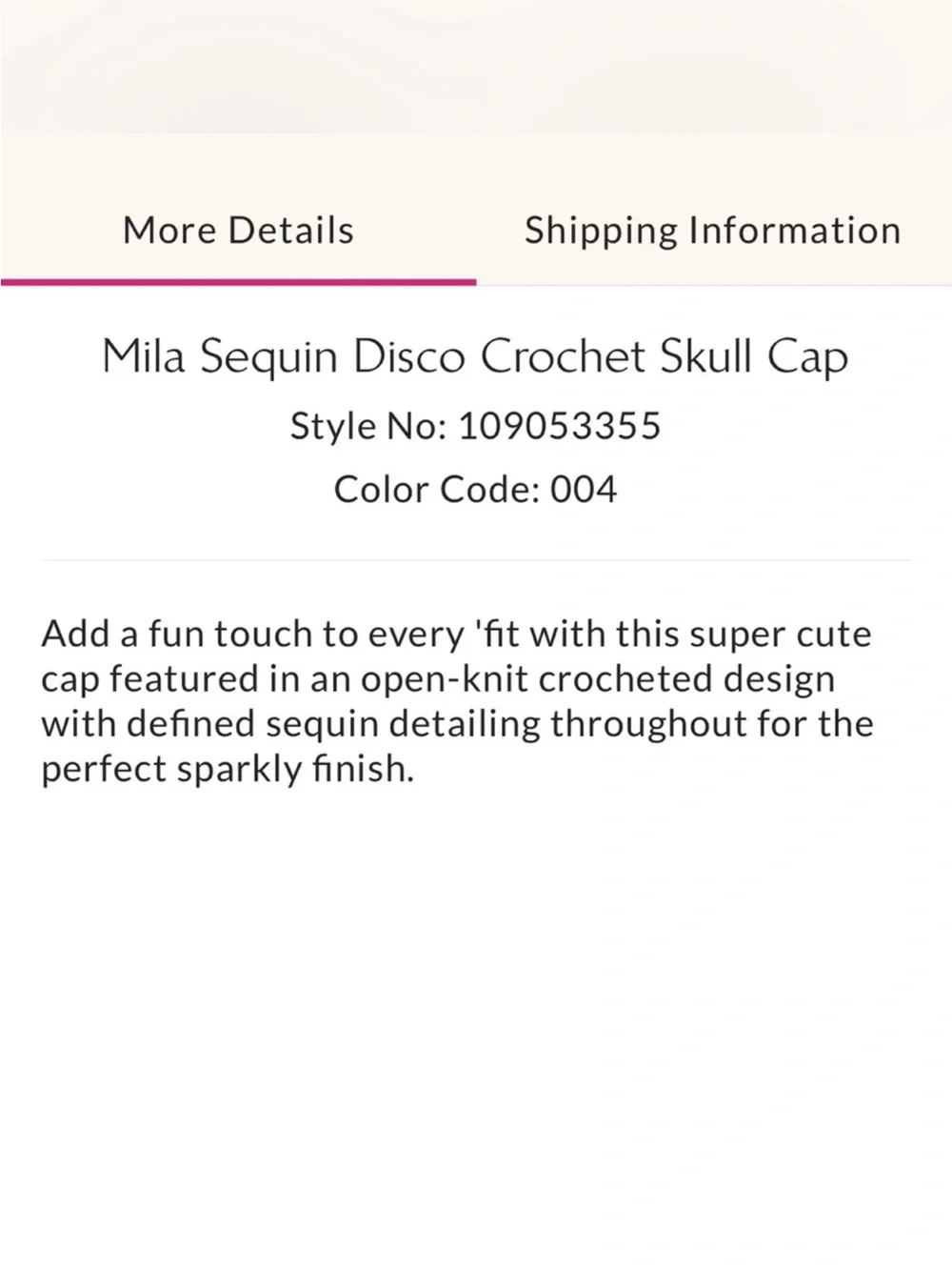 Free People Mila Sequin disco Crochet skull cap